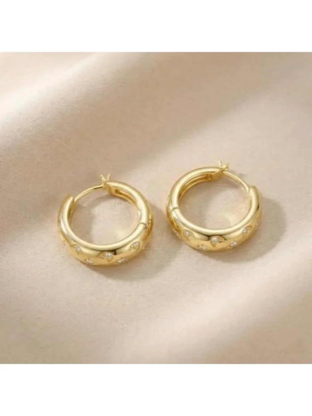 Chunky Gold Moon Star Huggie Hoop Earrings | 14K Celestial Jewelry Gift for Her